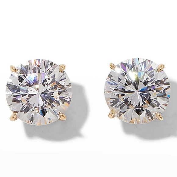 14k yellow gold over diamond stud earrings - Picture 1 of 3